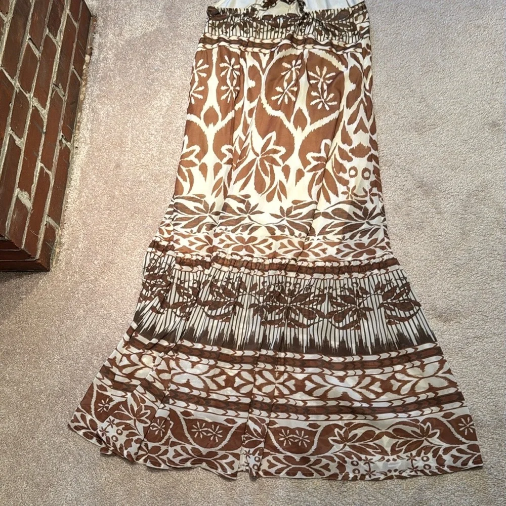 Anthropologie Vineet Bahl Chic Floral Brown Maxi Dress